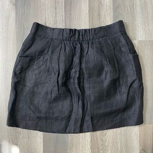 J Crew Black Linen Skirt With Pockets Size 2